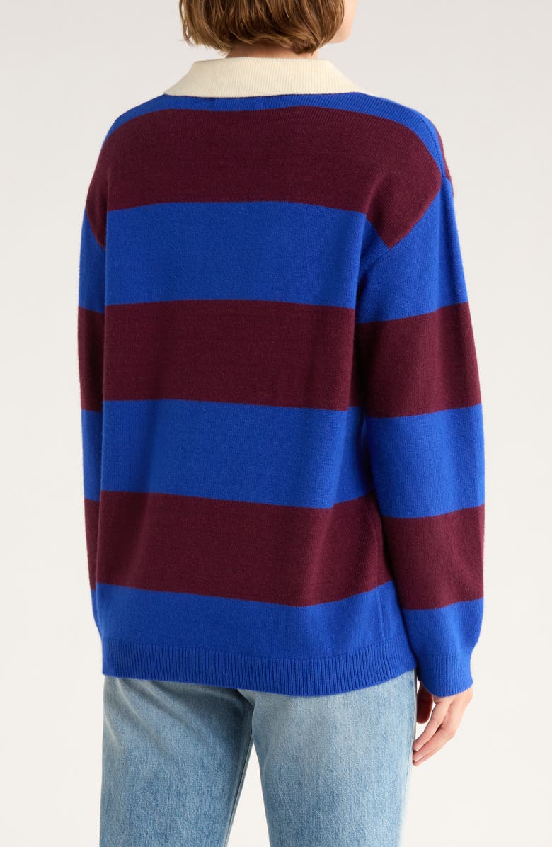 BLANKNYC Stripe Polo Sweater, Alternate, color, Campus Cool