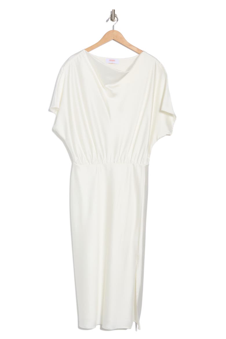 Satin Off the Shoulder Dress, Alternate, color, IVORY