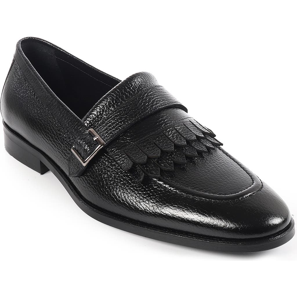 Vellapais Tortoise Kiltie Fringe Loafer In Black