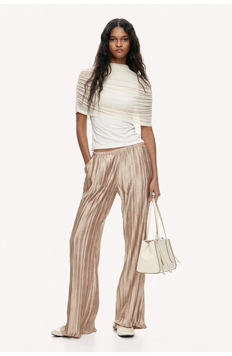 H&M Crinkled Trousers, Alternate, color, Beige
