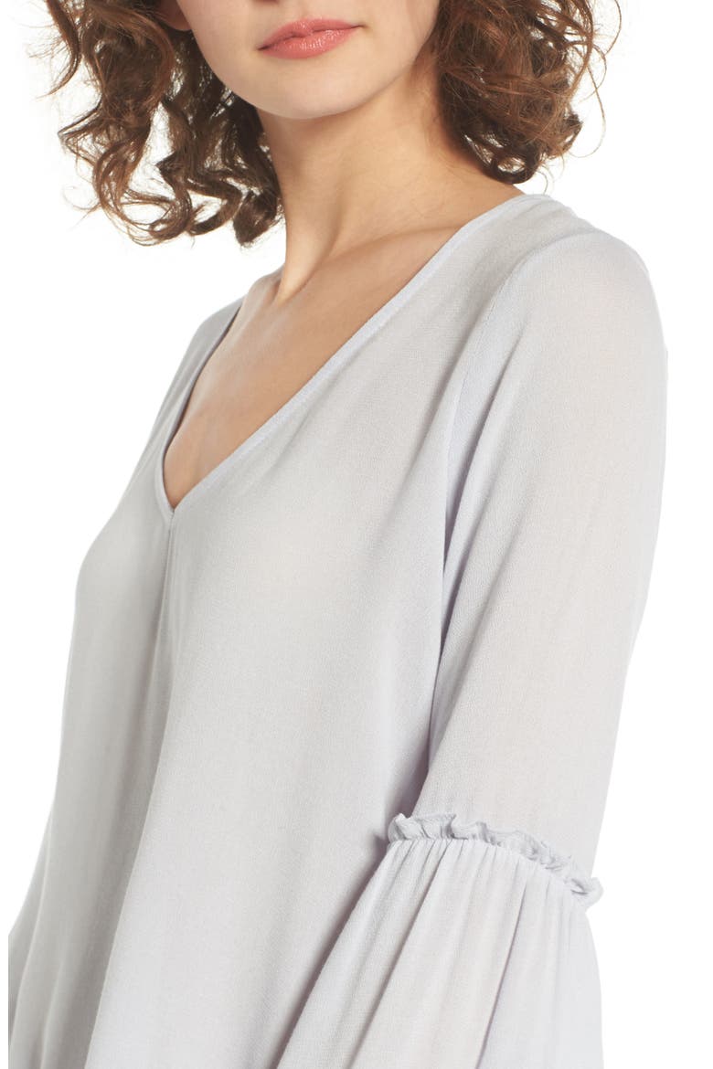 Ruffle Bell Sleeve Top, Alternate, color, GREY MICRO