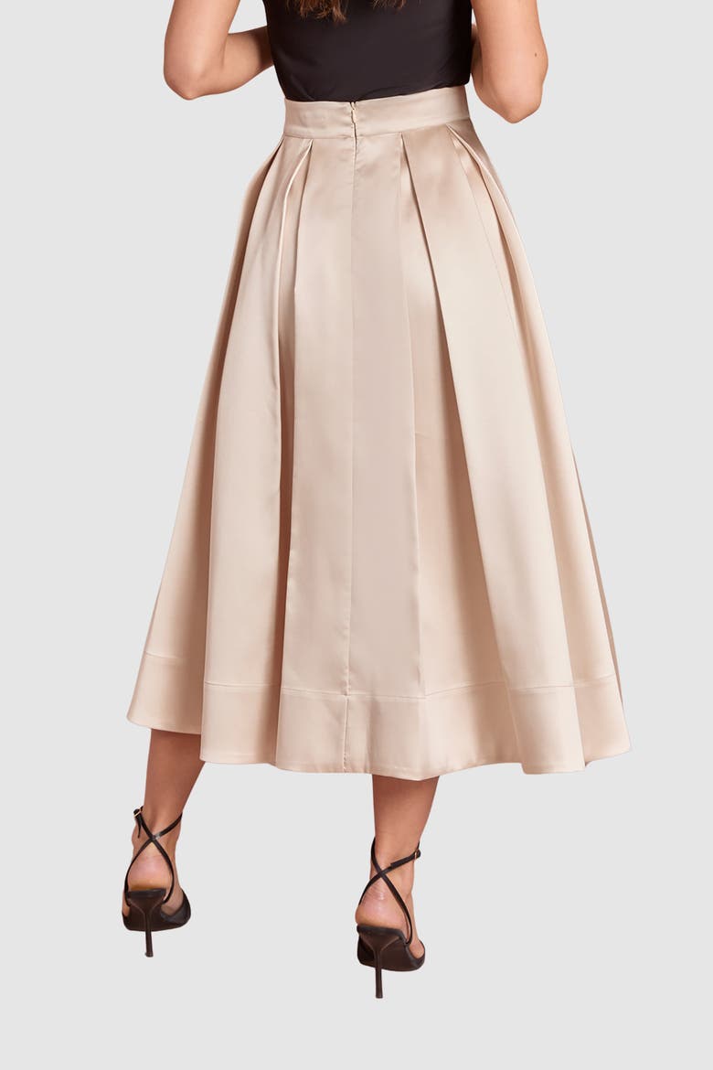 High-Waist Full Volume A-Line Skirt, Alternate, color, Champagne