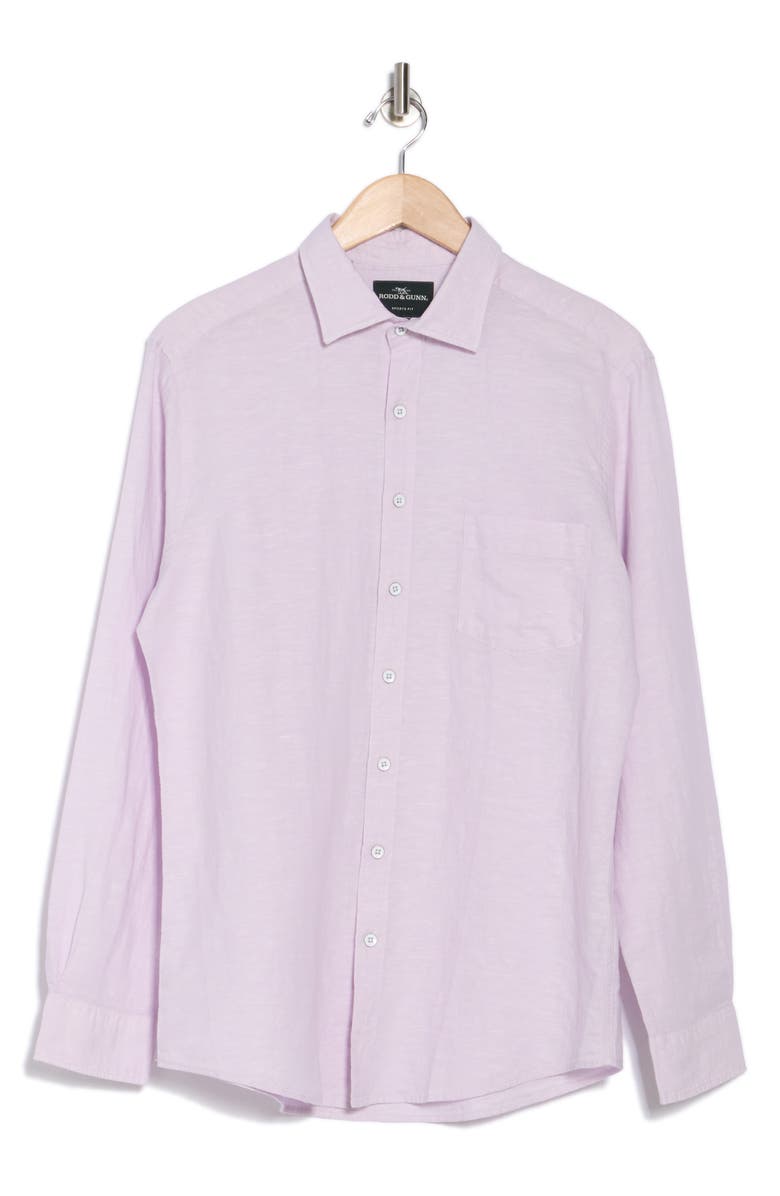 Rodd & Gunn Penrose Linen Blend Button-Up Shirt, Alternate, color, Lilac