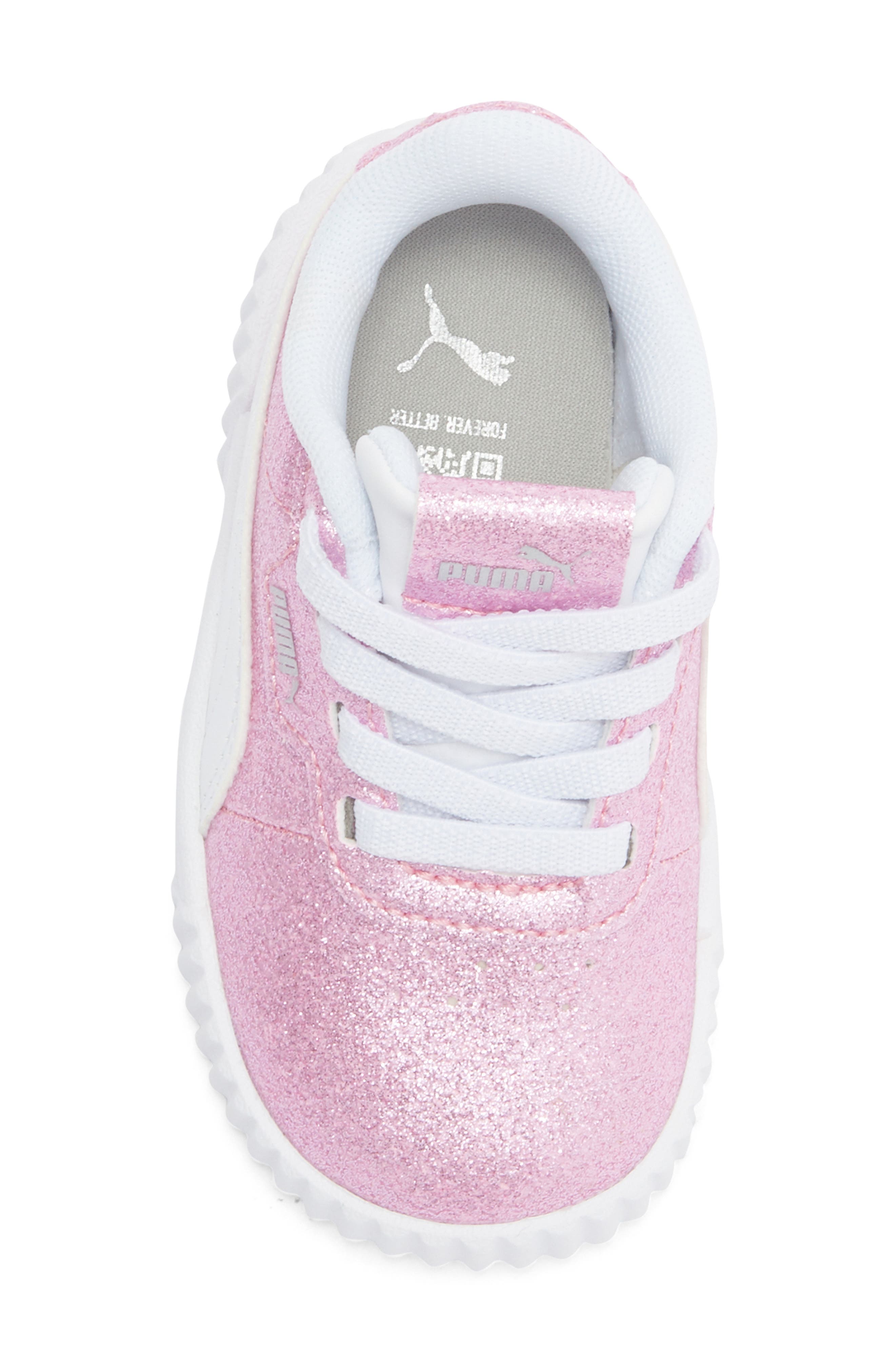 PUMA Kids' Carina 3.0 Glitz Sneaker, Alternate, color, Peachskin/ Puma Silver