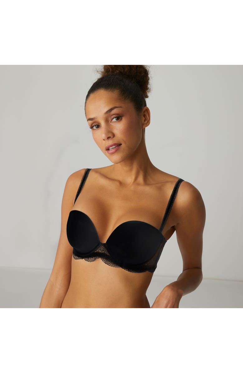 Simone Perele Karma Underwire Strapless Plunge Bra, Alternate, color, Black