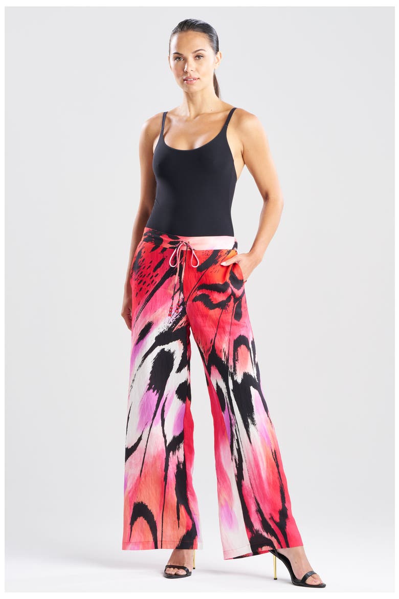 Butterfly Linen Blend Pants, Main, color, RED