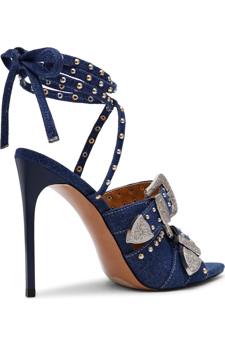 Steve Madden Saddle Embellished Ankle Strap Sandal, Alternate, color, Denim Mult