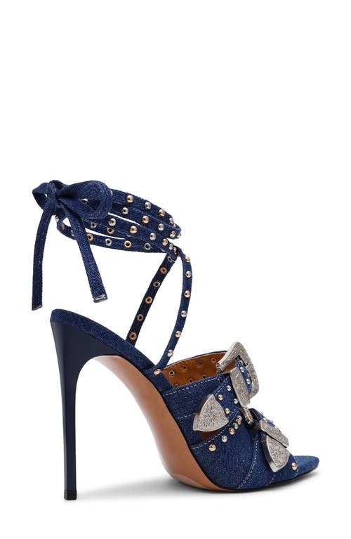 Steve Madden Saddle Embellished Ankle Strap Sandal In Blue