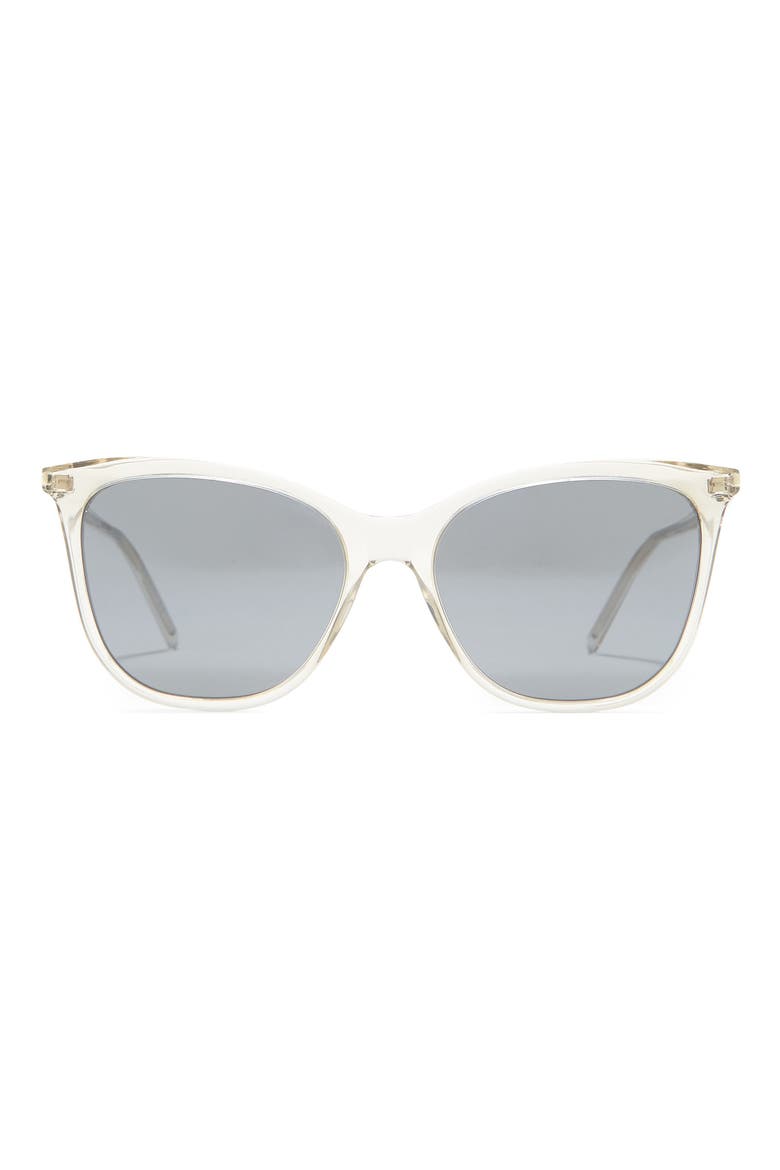 55mm Cat Eye Sunglasses, Main, color, BEIGE BEIGE SILVER/SLV
