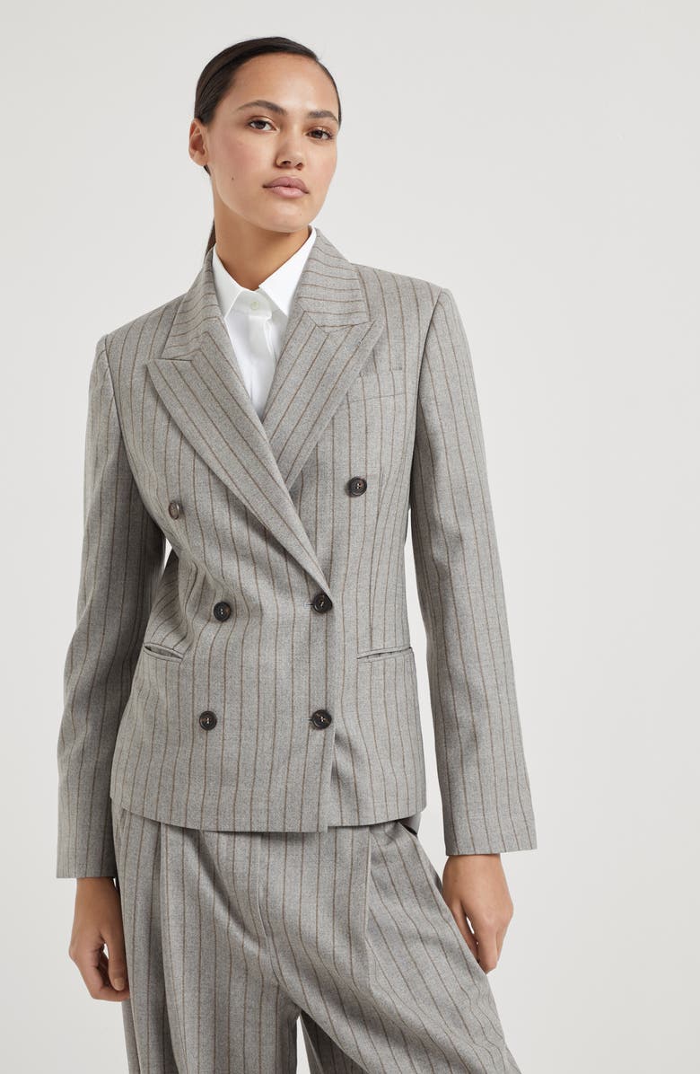 Brunello Cucinelli Moulinè chalk stripe blazer, Alternate, color, 