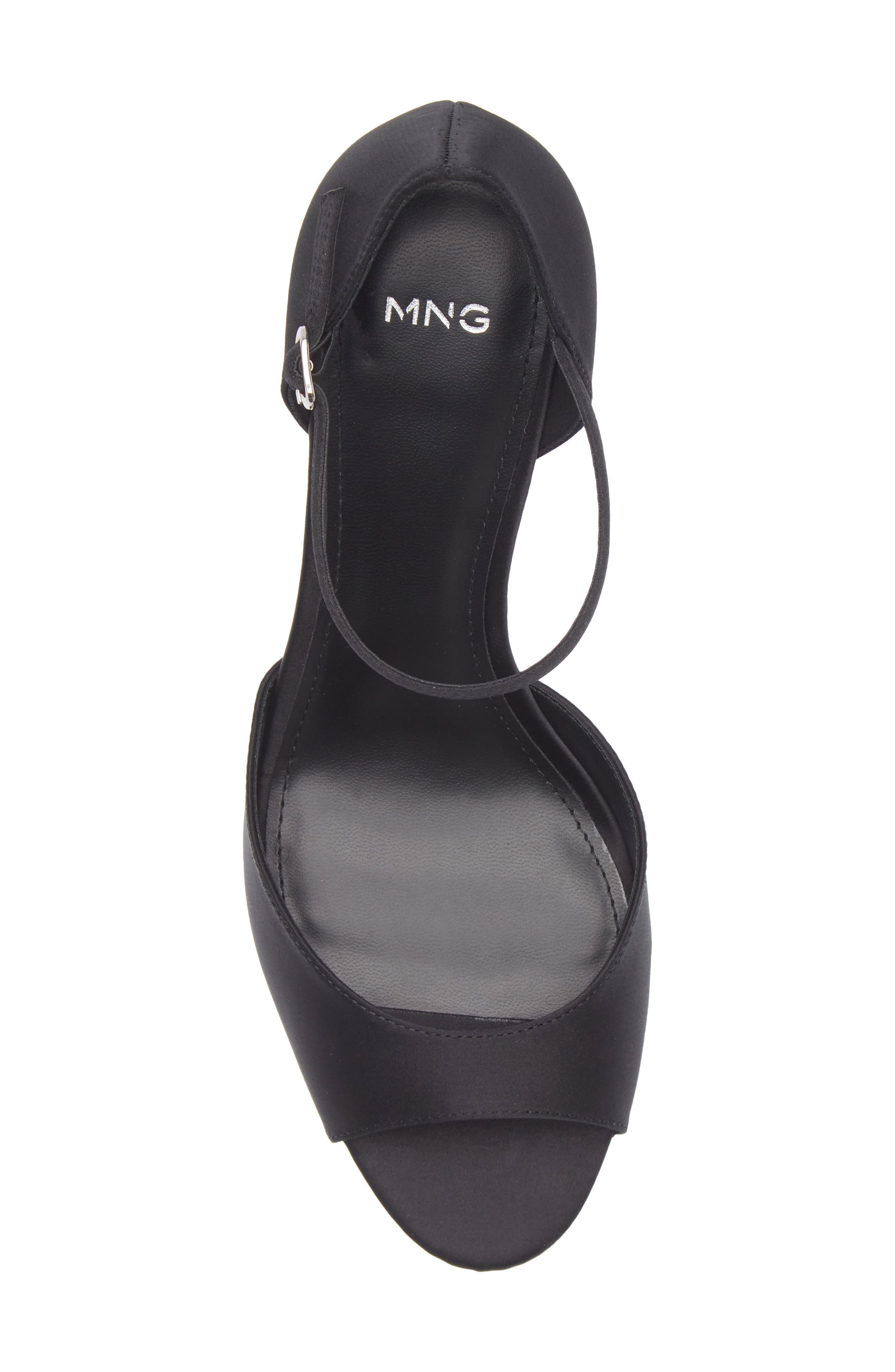 MANGO Satin Stiletto Sandal, Alternate, color, Black