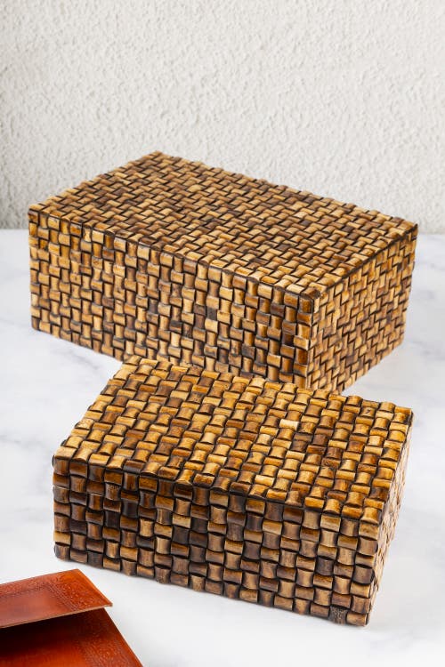Gauri Kohli Nomad Decorative Boxes In Brown