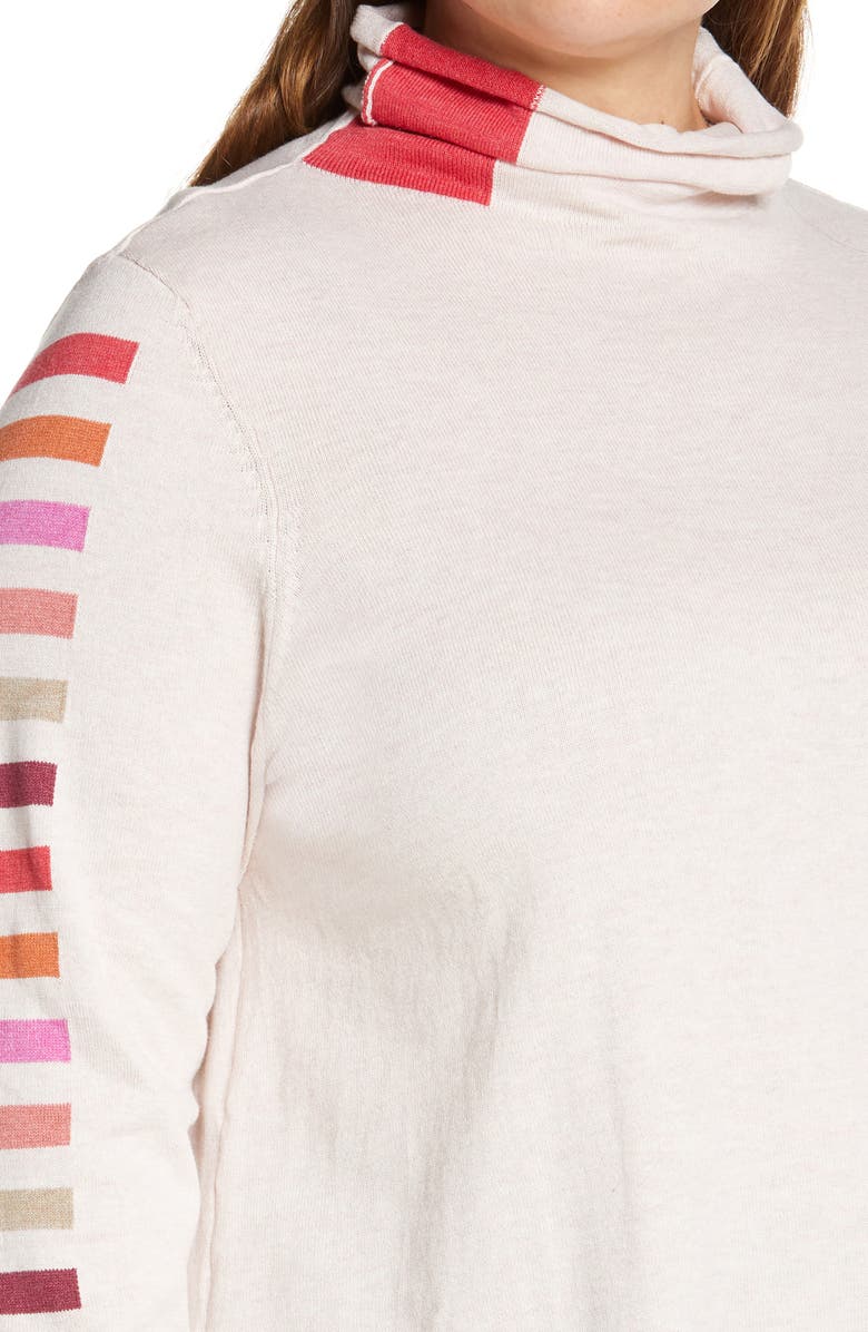 NIC+ZOE Stripes Aside Vital Turtleneck Sweater, Alternate, color, Pink Multi