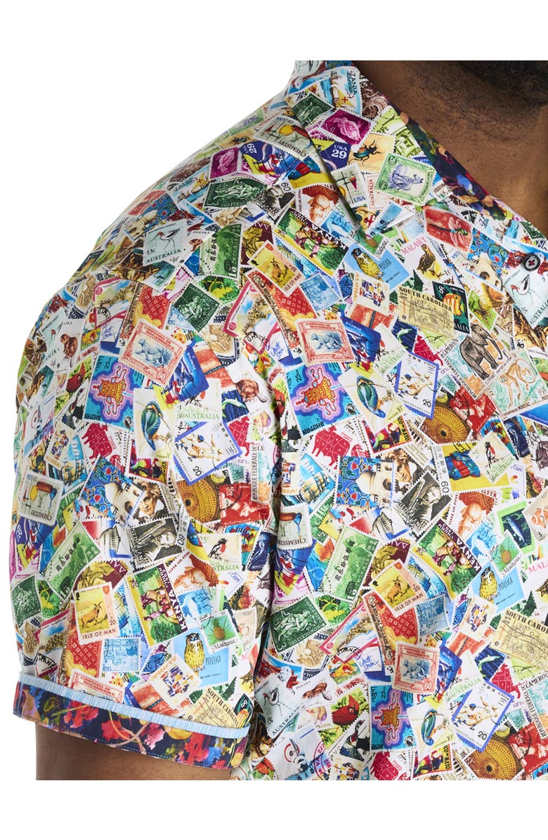 Robert Graham DXL Big & Tall Multi-Stamp Print Sport Shirt, Alternate, color, Multi