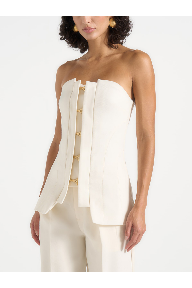 Viviane Clasp Detail Bandeau Top, Alternate, color, Off White