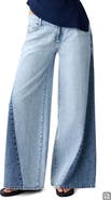 MANGO TEEN Two-Tone Low Rise Wide Leg Jeans