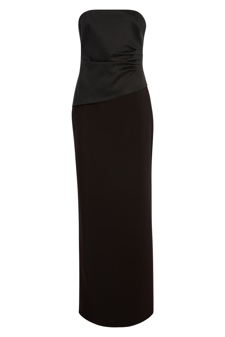 Evie Strapless Column Gown, Alternate, color, BLACK