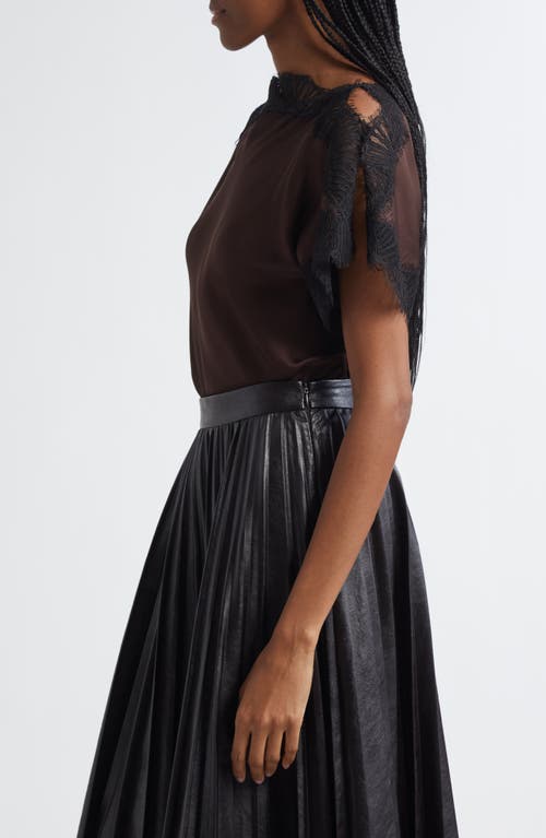 A.l.c . Luna Lace Trim Satin Top In Brown