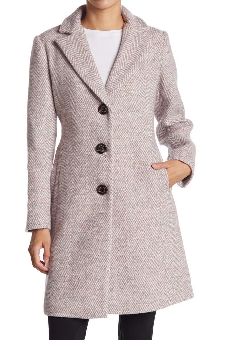 Notch Collar 3-Button Wool Blend Jacket, Main, color, LAVENDER/ IVORY
