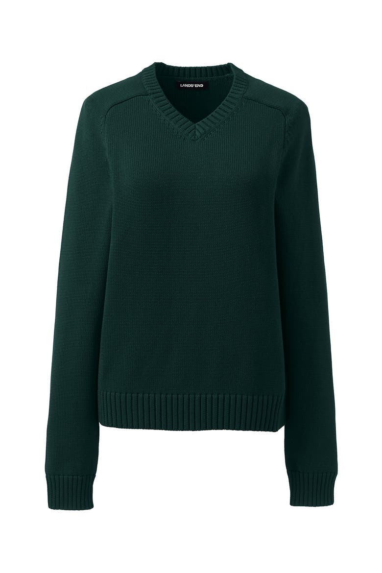 School Uniform Young  Cotton Modal V-neck Sweater, Alternate, color, Evergreen