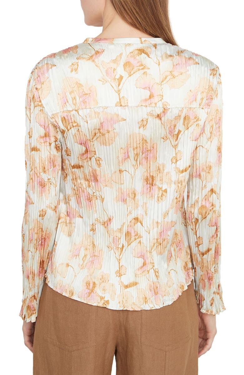Vince Floral Crushed Satin Blouse, Alternate, color, Soleil
