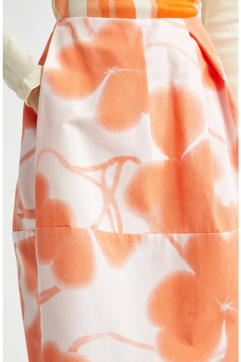 Lehto Ketunleipä Pleated Organic Cotton Midi Skirt, Alternate, color, ROSE ORANGE