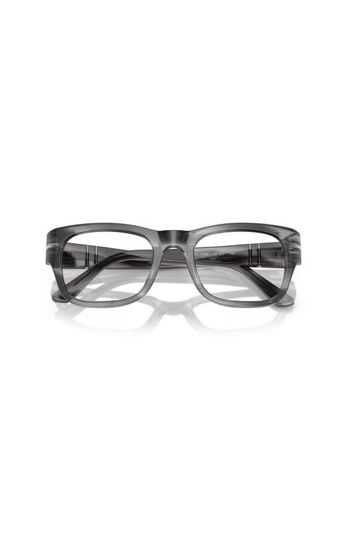 Persol 52mm Rectangle Optical Glasses In Metallic