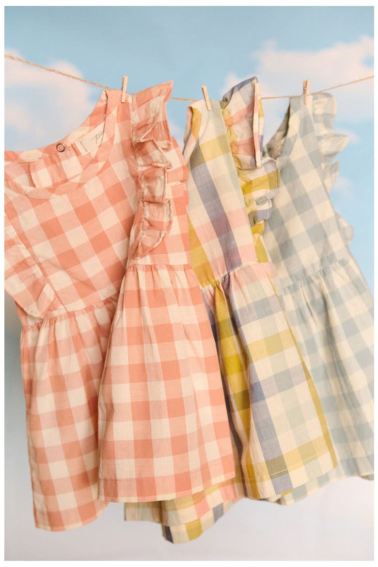 Kids' Checkmate Flutter Sleeve Organic Cotton Dress, Alternate, color, MELON