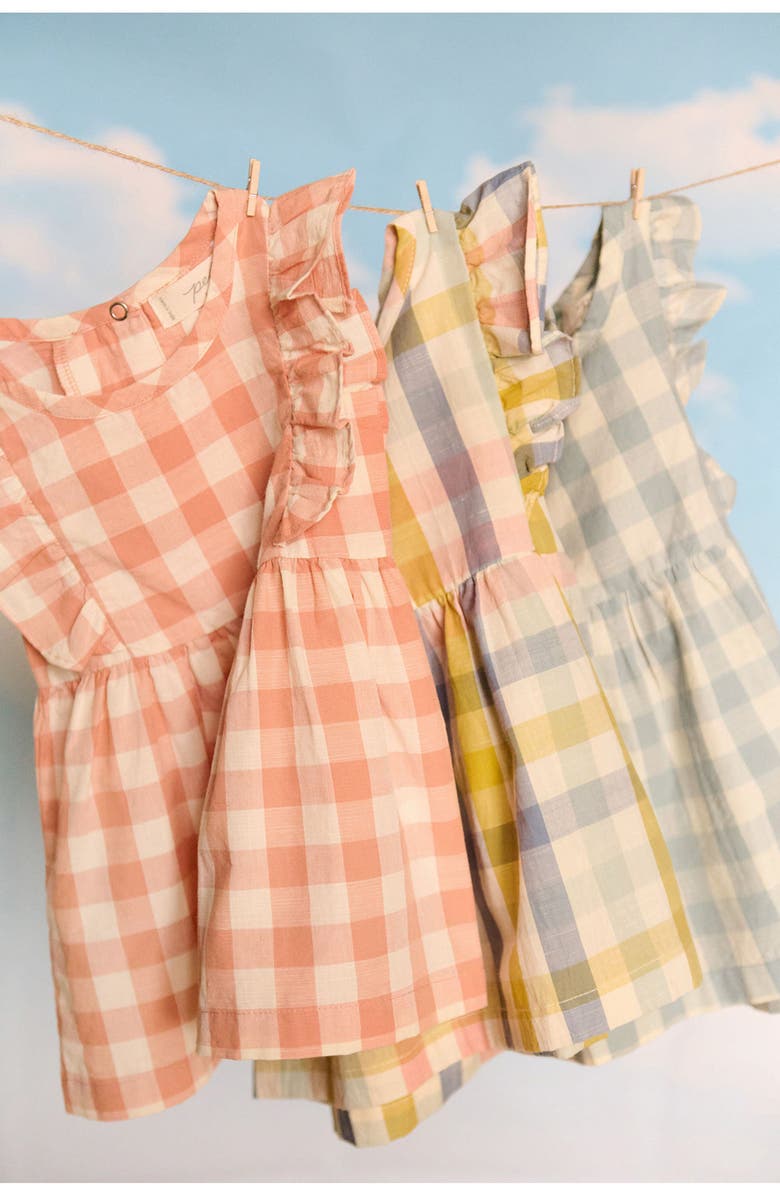 Pehr Kids' Checkmate Flutter Sleeve Organic Cotton Dress, Alternate, color, Melon