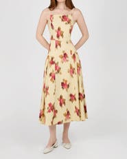 WeWoreWhat Blurred Floral Flare Panel Midi Dress