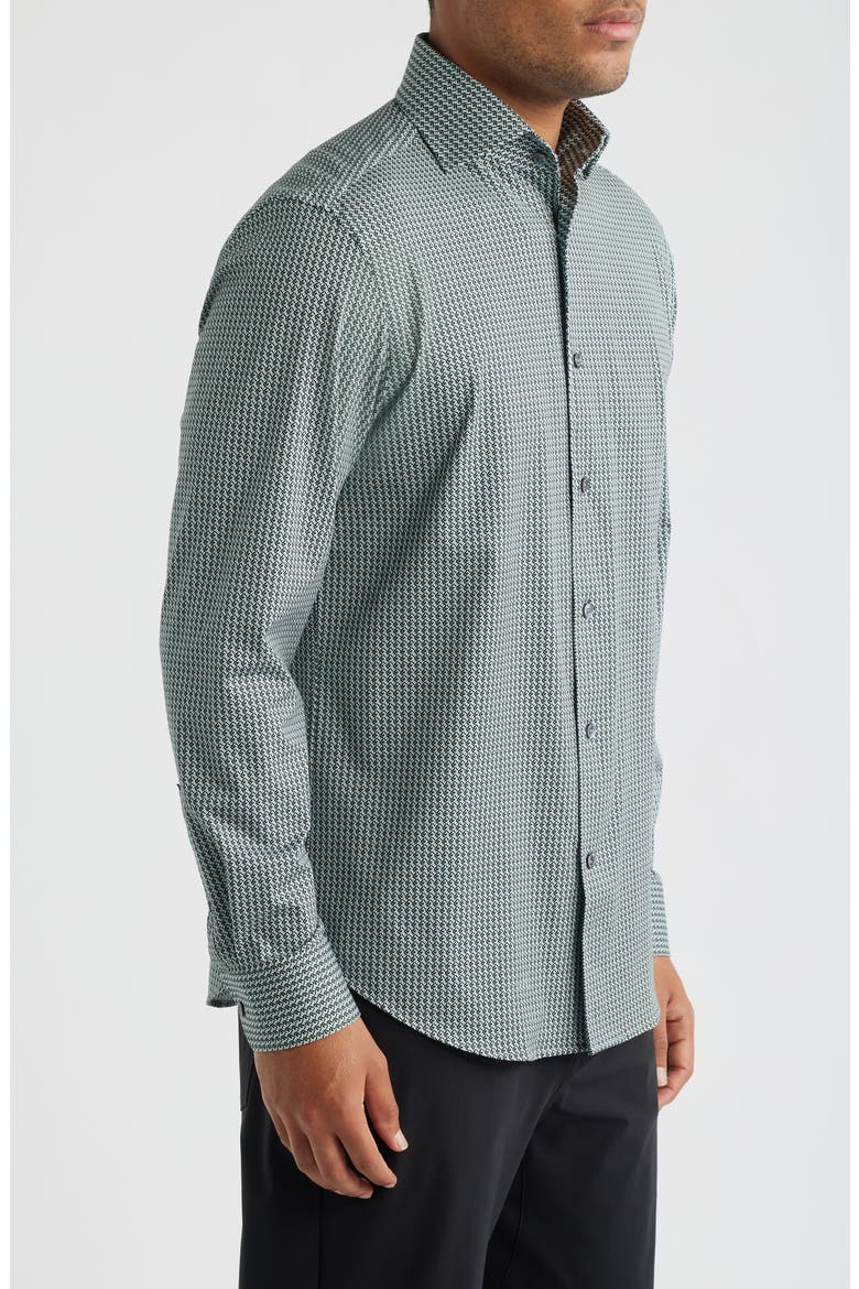 Devon OoohCotton® Floral Print Long Sleeve Button-Up Shirt, Alternate, color, KHAKI