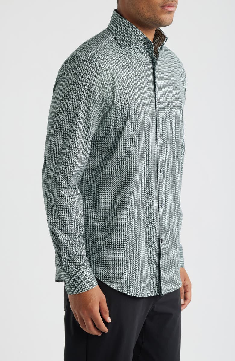 Bugatchi Devon OoohCotton<sup>®</sup> Floral Print Long Sleeve Button-Up Shirt, Alternate, color, Khaki