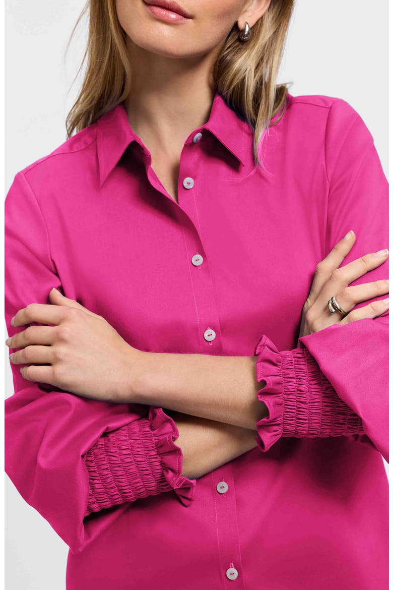 Avril Matte Sateen Button-Up Shirt, Alternate, color, PINK TOURMALINE