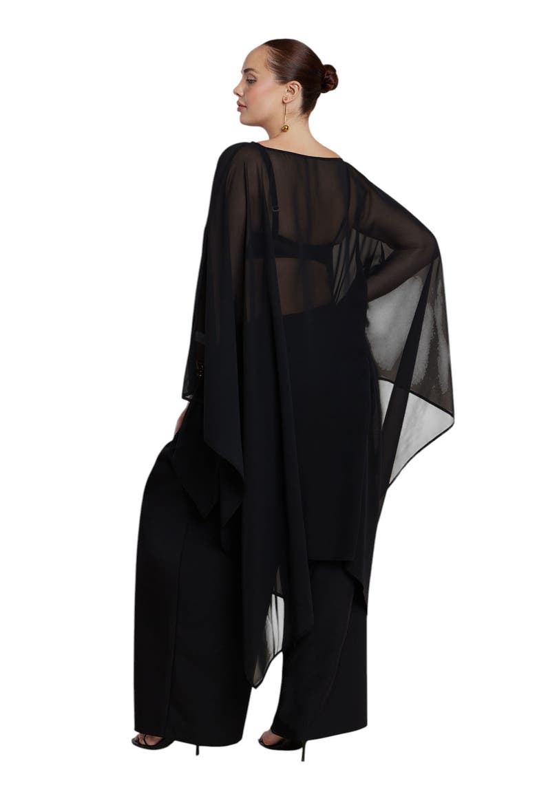 Sheer Dramatic Chiffon Cape, Alternate, color, BLACK ONYX