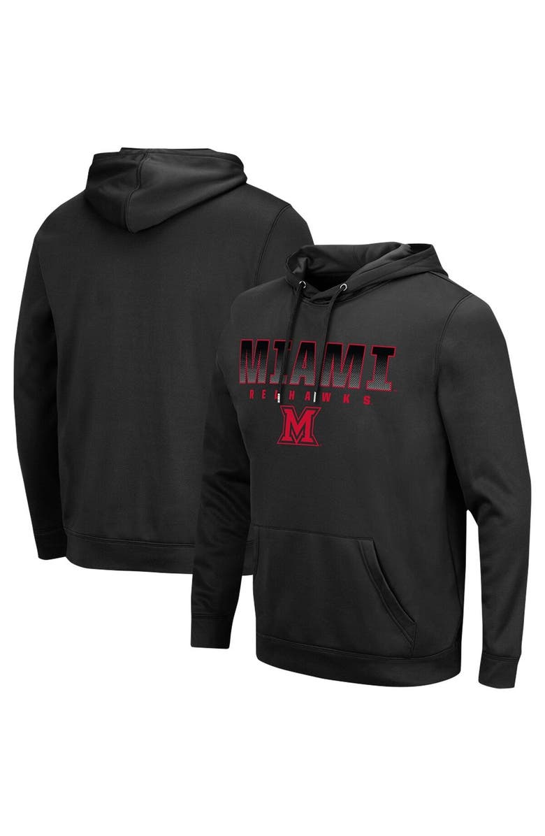 COLOSSEUM Men's Colosseum Miami University RedHawks Blackout 3.0 Pullover Hoodie, Main, color, Black