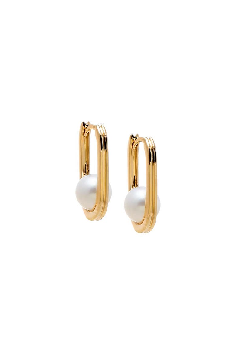 Pearl Oval Earring 14K, Main, color, Pearl White