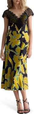 Diane von Furstenberg Verity Lace Trim Midi Dress