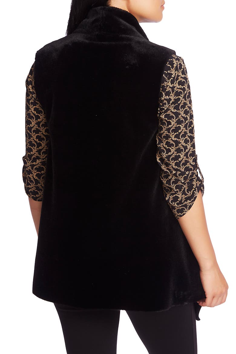 Faux Fur Vest, Alternate, color, RICH BLACK
