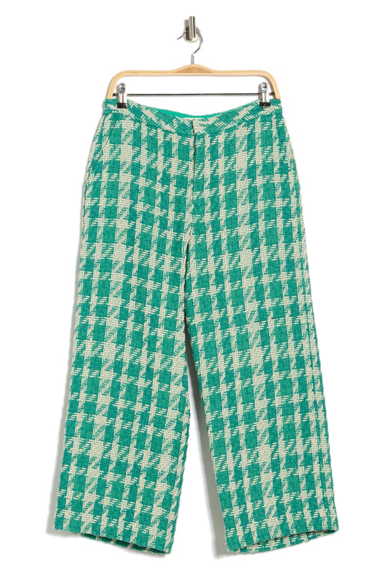 Lula Tweed Straight Leg Pants, Alternate, color, VINTAGE WHITE/TEAL HOUNDSTOOTH