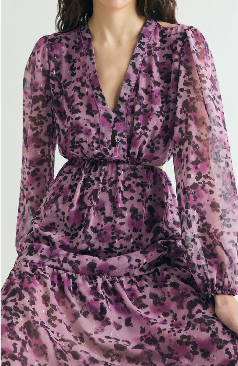 Scalpers Midi Dress Print Slits, Alternate, color, Mauve