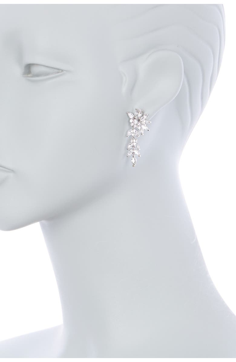 RIVKA FRIEDMAN Rhodium Clad CZ Cluster Drop Earrings, Alternate, color, 