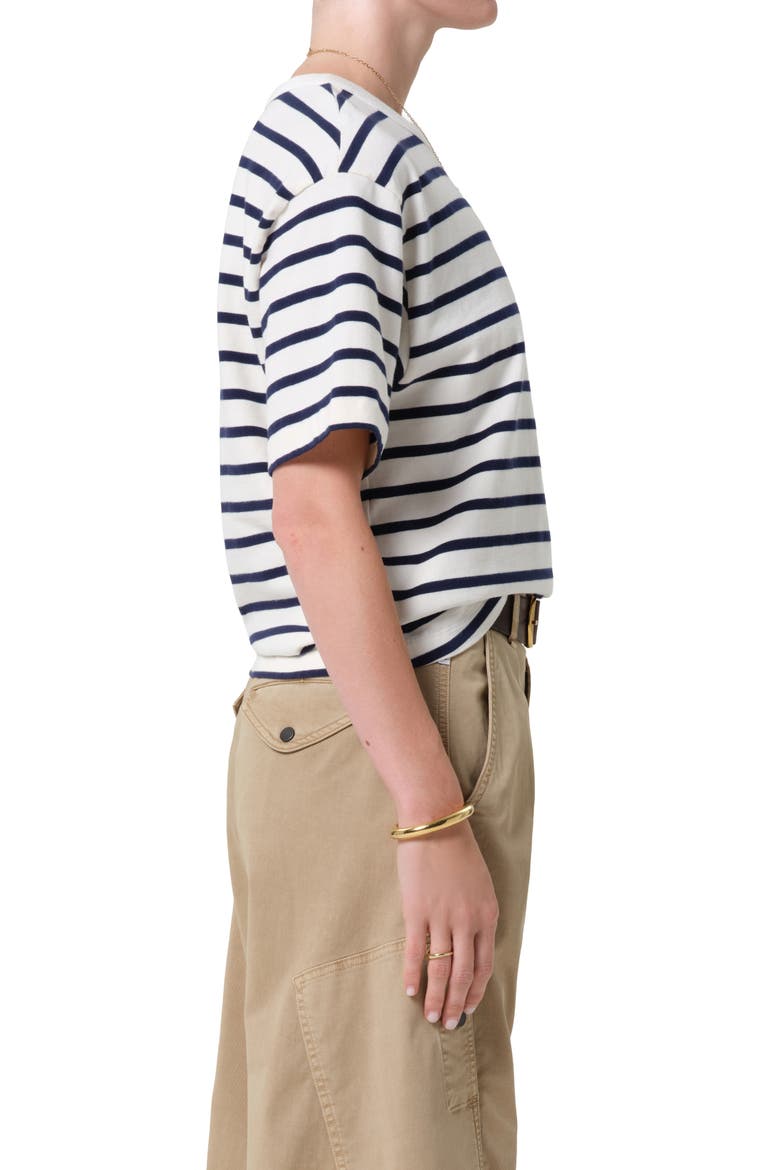 Goldie Stripe Cotton T-Shirt, Alternate, color, MARINE STRIPE NAVY/ WHITE