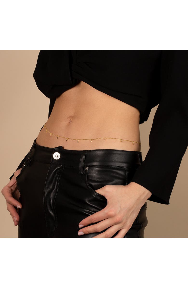 BY ADINA EDEN Teardrop CZ Bezel Shaker Belly Chain, Alternate, color, Gold