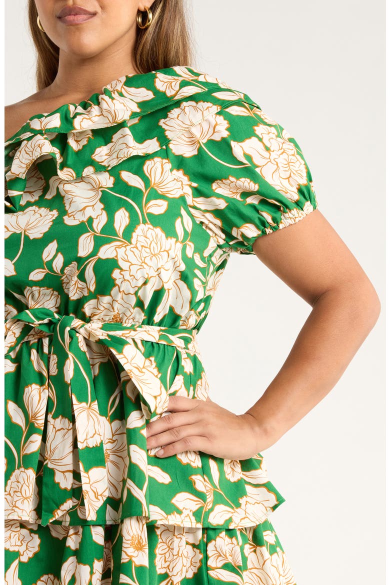 Lucena Floral Print One-Shoulder Minidress, Alternate, color, GREEN-MULTI