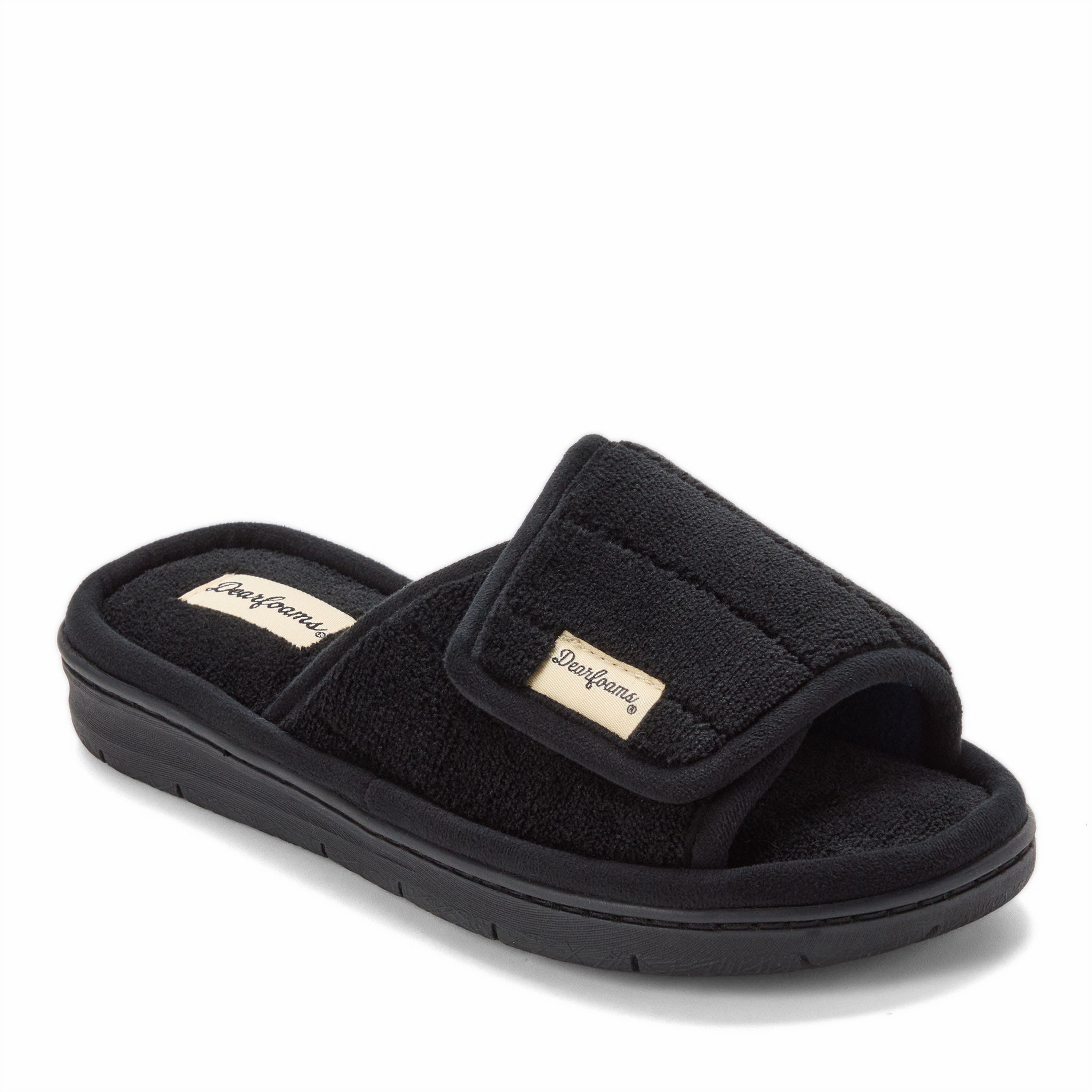 DEARFOAMS Mickey Terry Adjustable Shower Slide Slipper, Main, color, Black