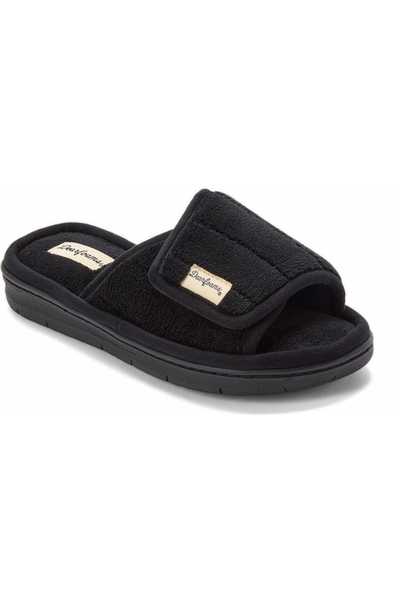 DEARFOAMS Mickey Terry Adjustable Shower Slide Slipper, Main, color, Black