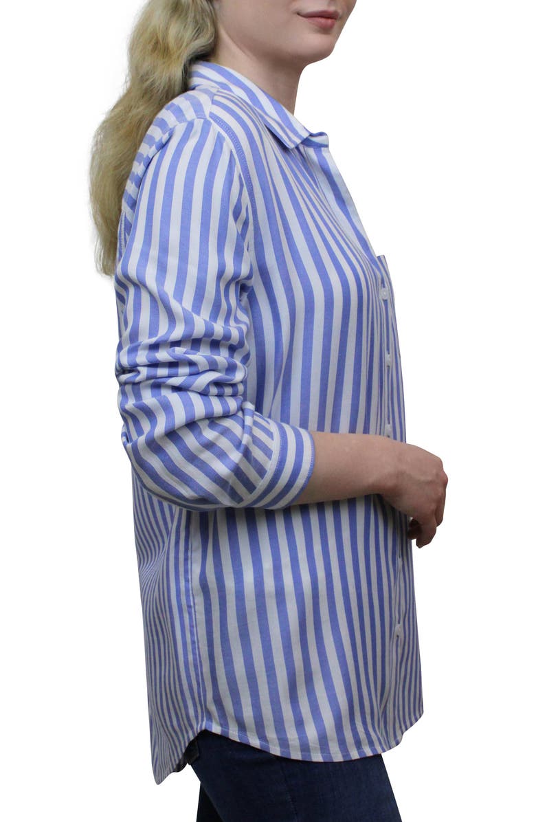 beachlunchlounge Hudson Mixed Stripe Button-Up Shirt, Alternate, color, 