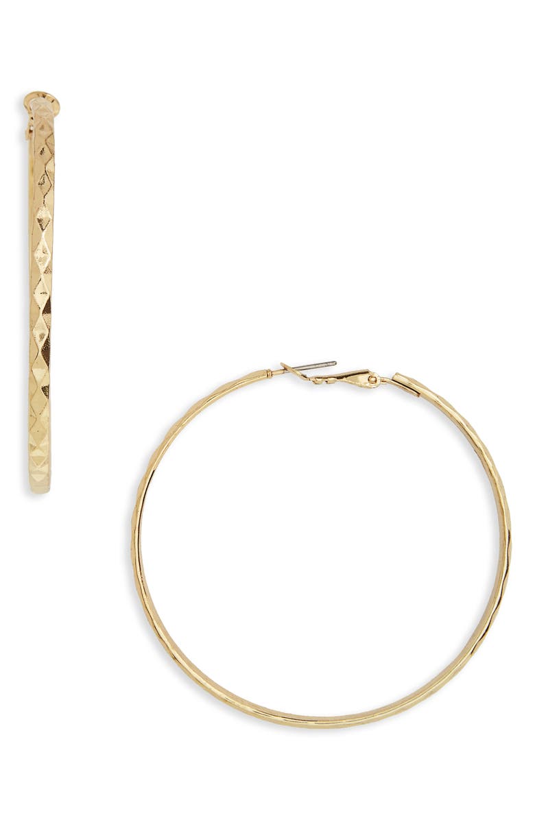 BP. Hammered Hoop Earrings, Main, color,