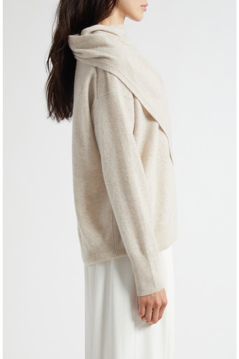 Drape Neck Wool & Cashmere Sweater, Alternate, color, HEATHER DOVE OAT