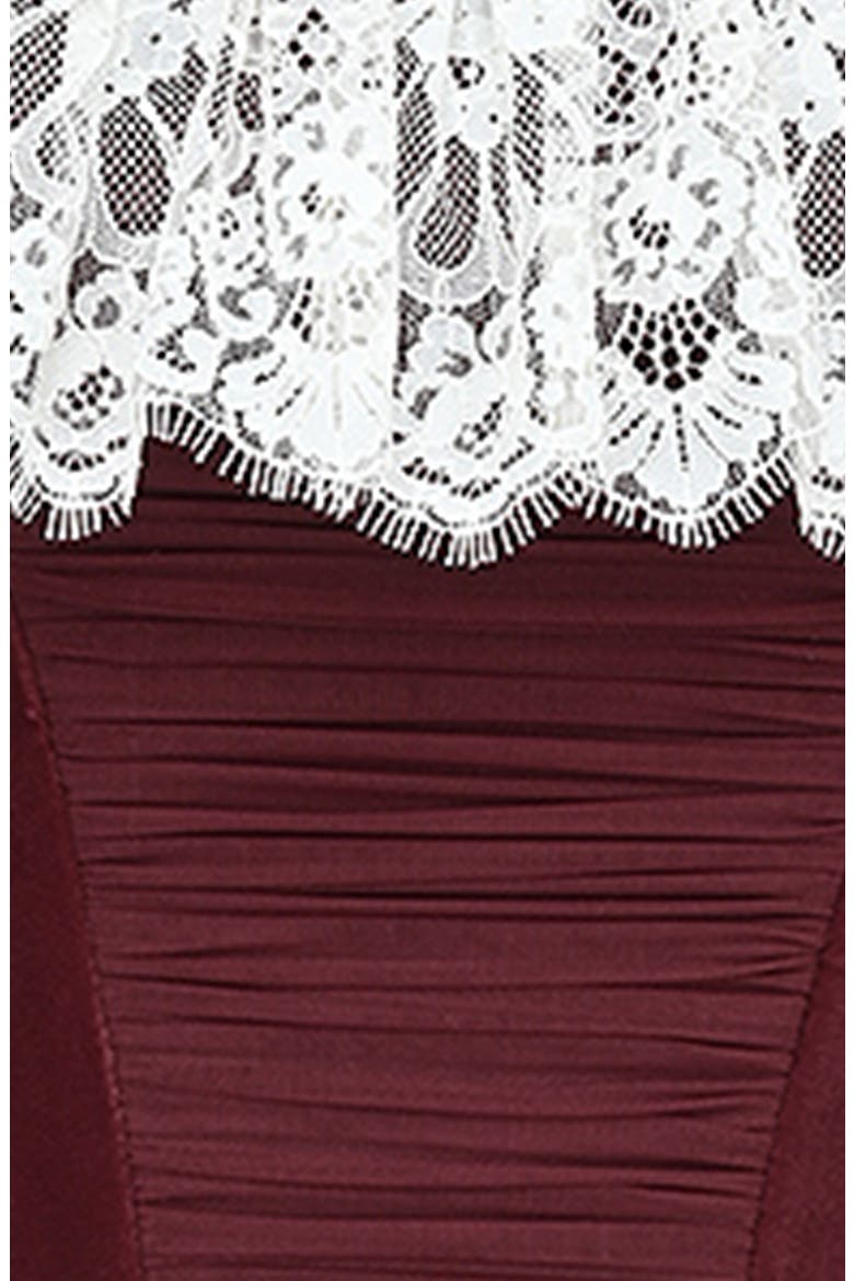 Jacinda Ruffle Velvet Corset Top, Alternate, color, CABERNET